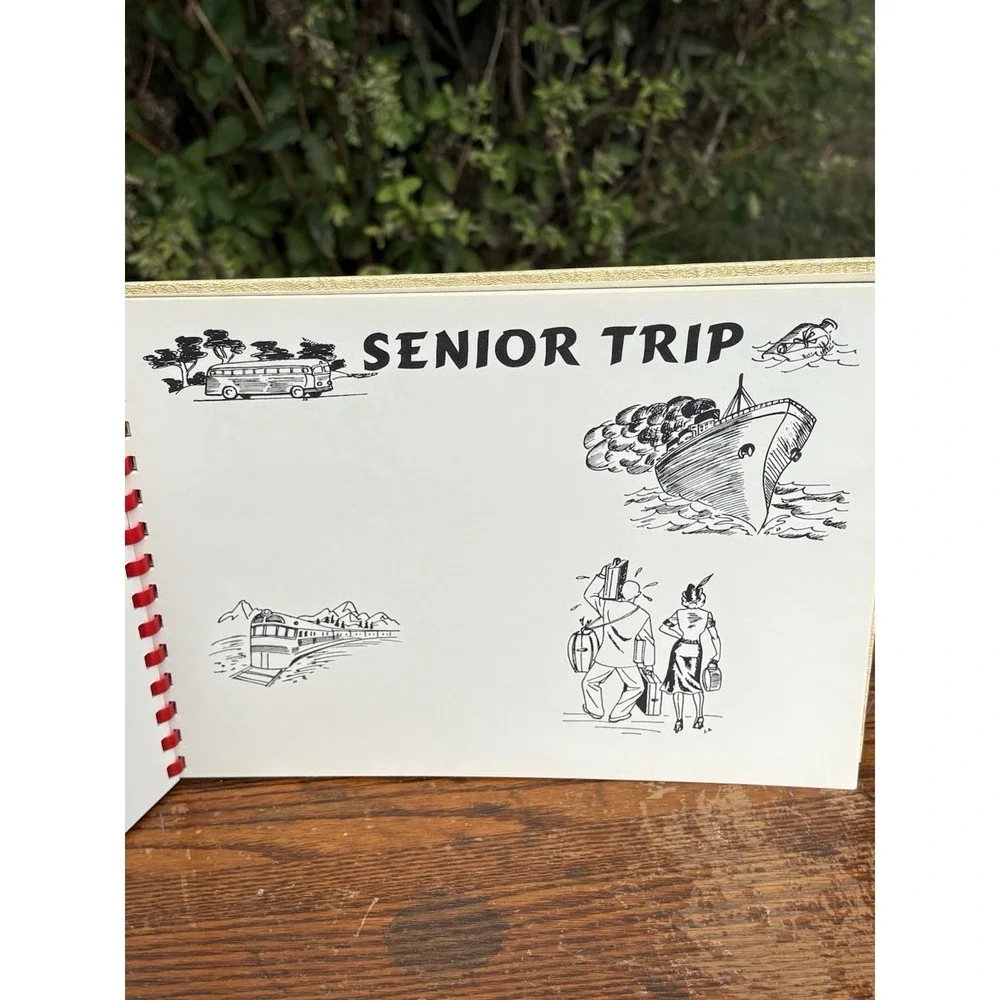 Vintage New Senior Scrapbook Red And Cream Spiral Bound Retro 50's Photos